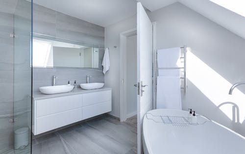 An all-white bathroom