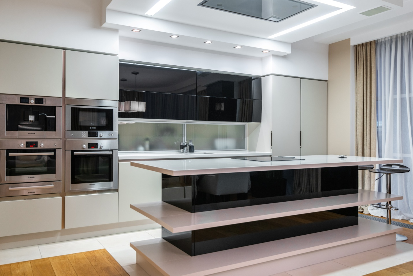  flat kitchen cabinet design with a stylish center island
